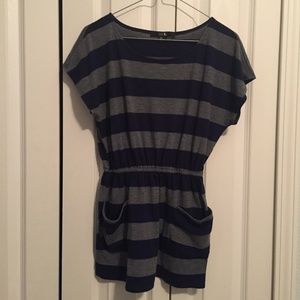Grey and Navy Stripped Top